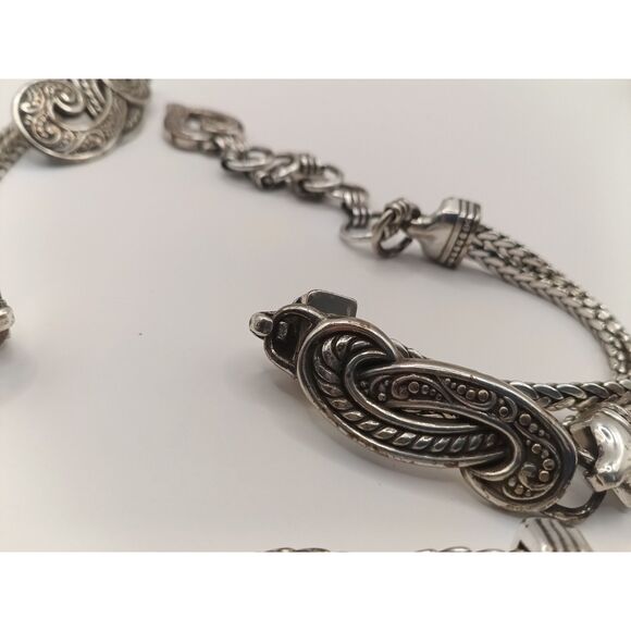 Brighton vintage silver-tone metal chain-link belt 32" extends to 36" - Picture 3 of 11